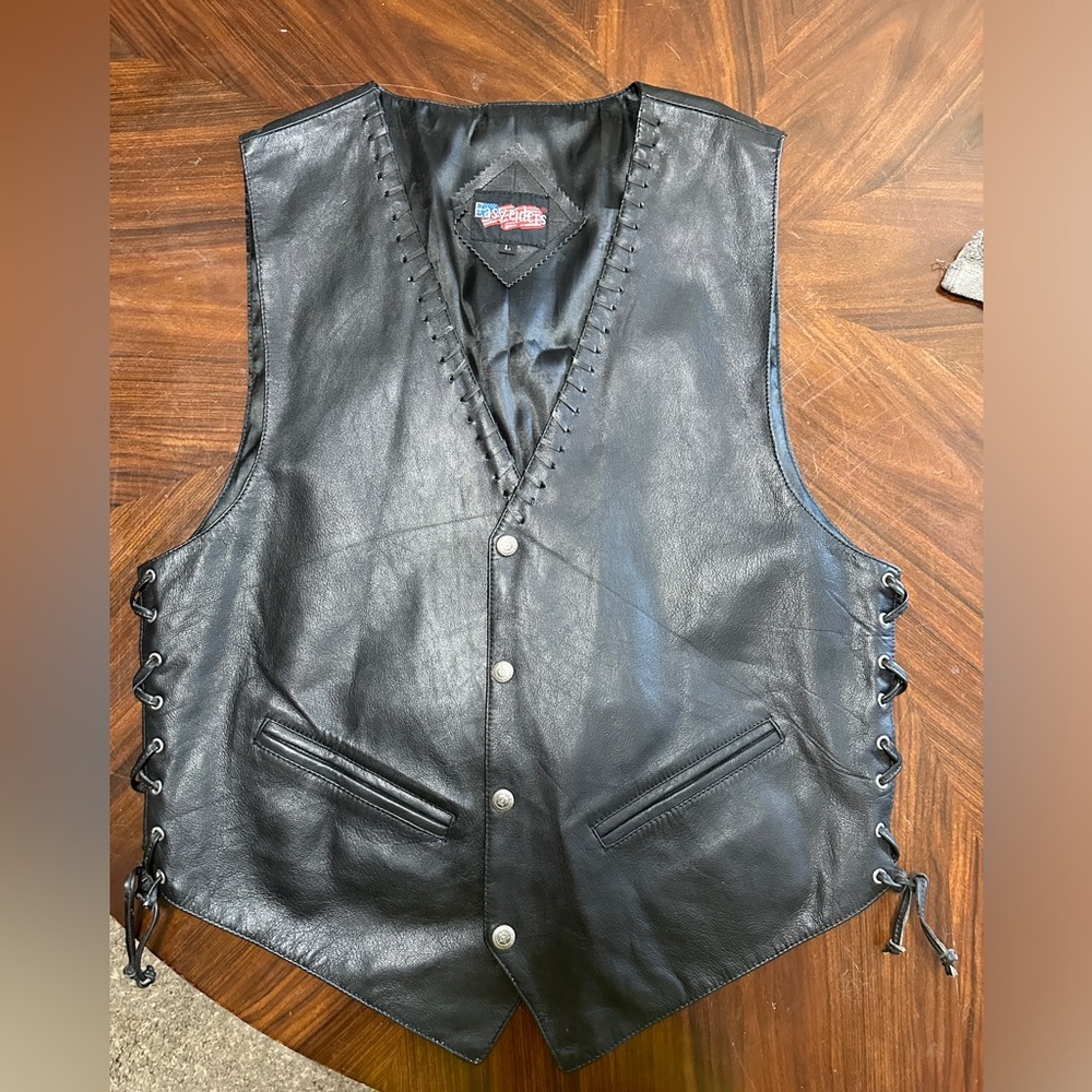 Black leather vest